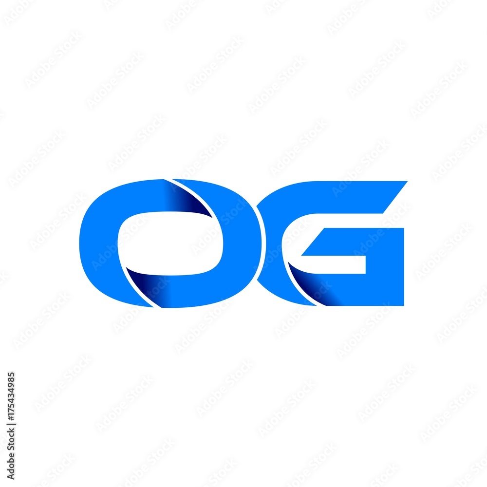 og logo initial logo vector modern blue fold style og logo initial logo vector modern blue fold style