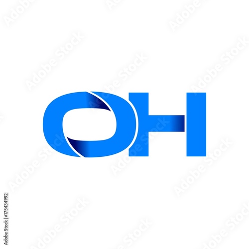 oh logo initial logo vector modern blue fold style