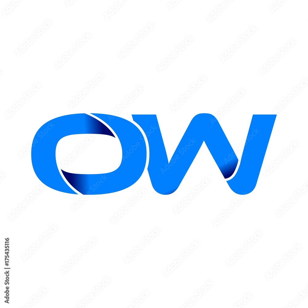 ow logo initial logo vector modern blue fold style ow logo initial logo vector modern blue fold style