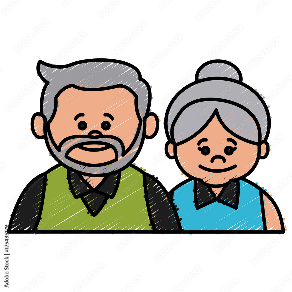 Cute grandparents couple cartoon icon vector illustration graphic design Cute grandparents couple cartoon icon vector illustration graphic design