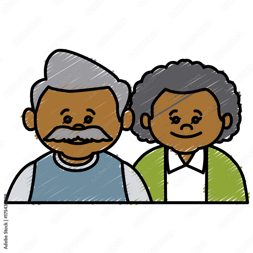 Cute grandparents couple cartoon icon vector illustration graphic design