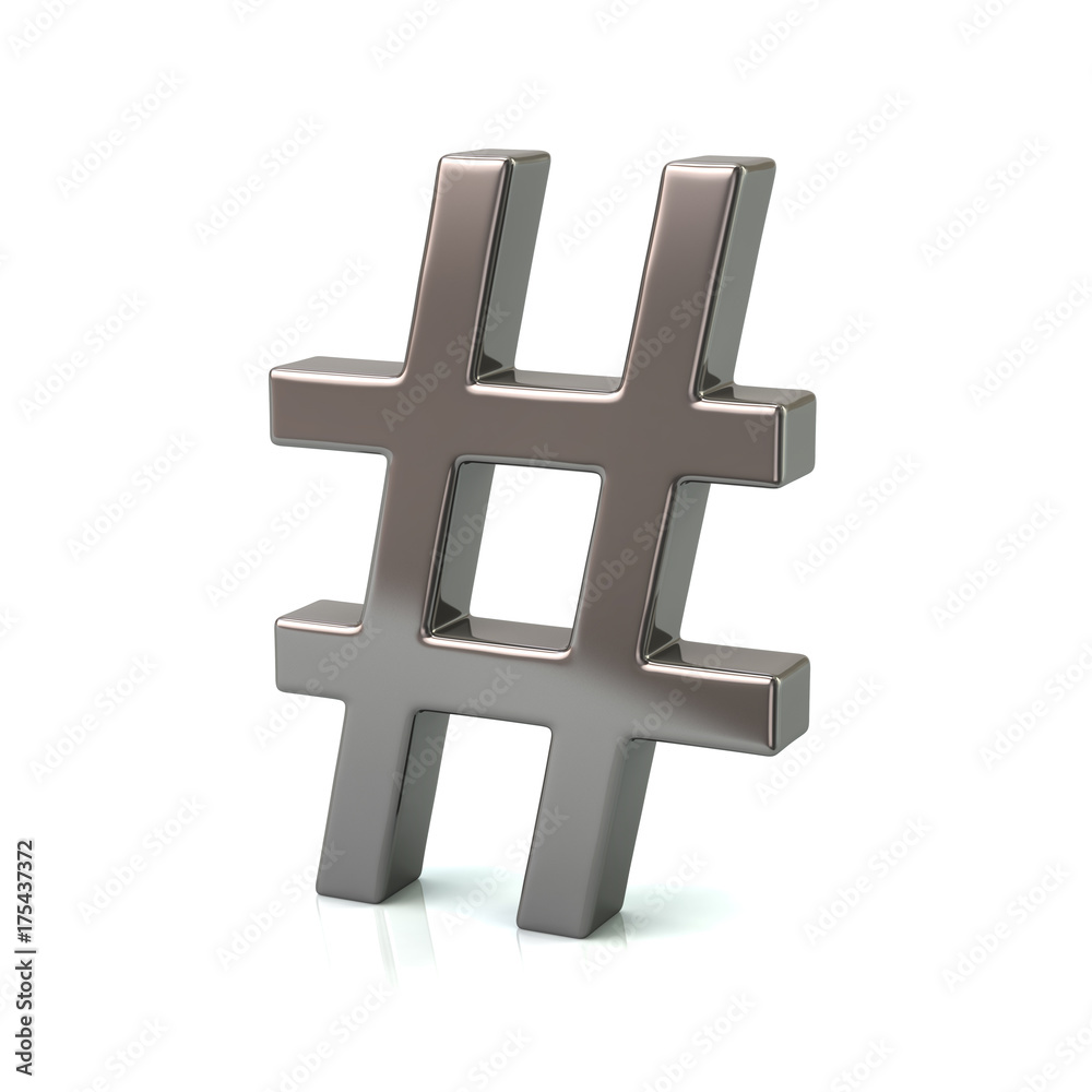 Obraz premium Silver hashtags icon