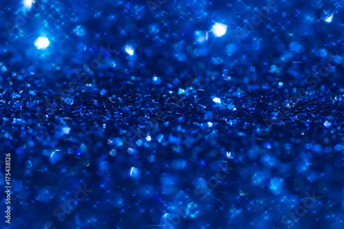 Blue Sparkling Glitter bokeh Background.