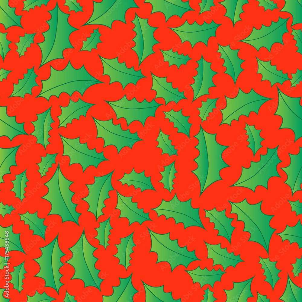 chrismas Seamless background with holly berry