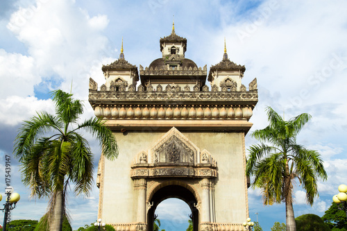 Pratuxai (The Victory Gate), the landmark of Vientiane, Lao