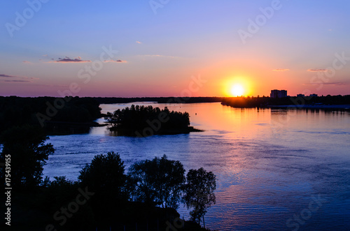 Beautiful sunset over the river Dnieper © ihorbondarenko
