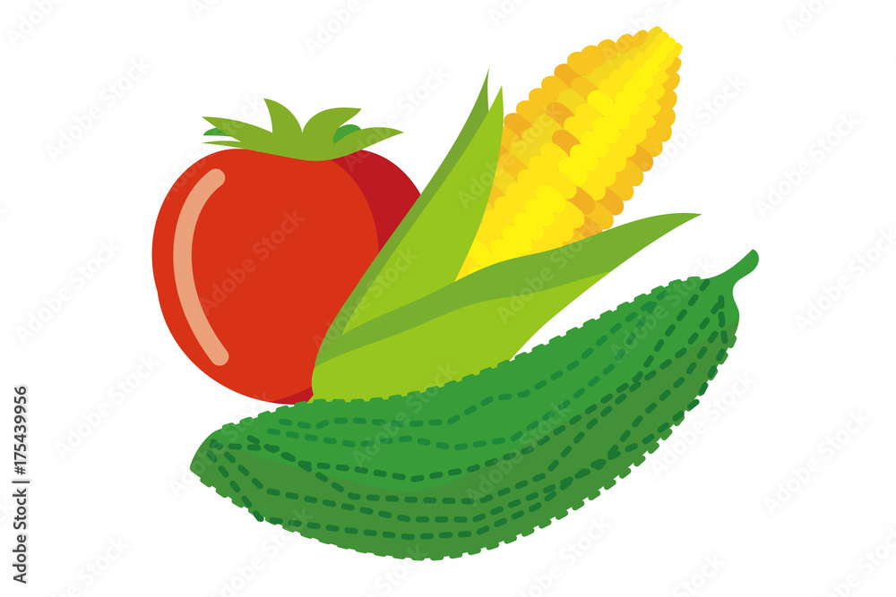 夏野菜のイラスト ゴーヤ トマト ゴーヤ ベクターデータ Summer Vegetables Stock Vector Adobe Stock