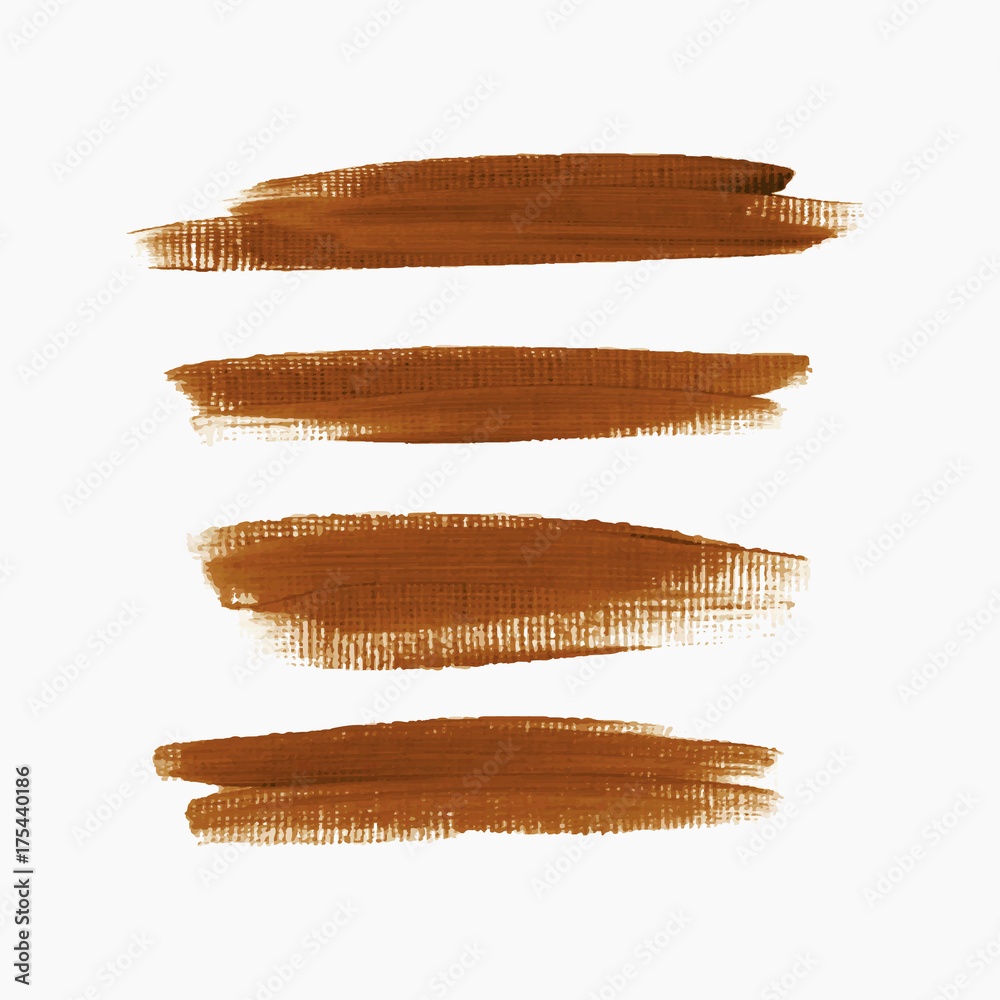 Acrylic art brush painted textured stripes set isolated vector background. Watercolor stroke set.