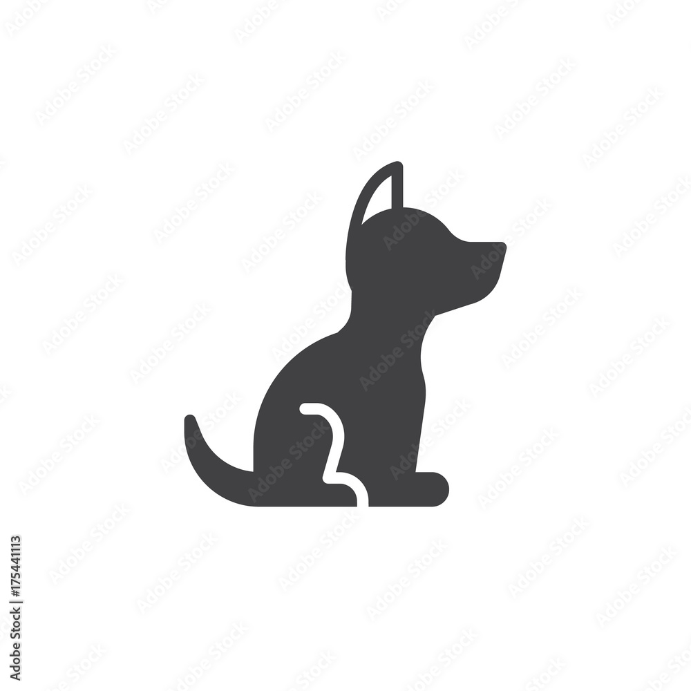 Dog icon vector, filled flat sign, solid pictogram isolated on white. Symbol, logo illustration.