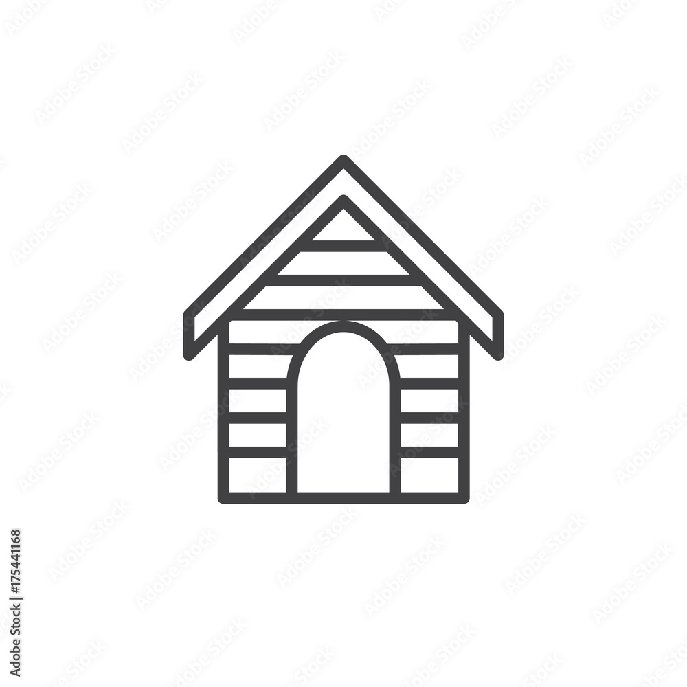 Dog kennel line icon, outline vector sign, linear style pictogram isolated on white. House symbol, logo illustration. Editable stroke Dog kennel line icon, outline vector sign, linear style pictogram isolated on white. House symbol, logo illustration. Editable stroke