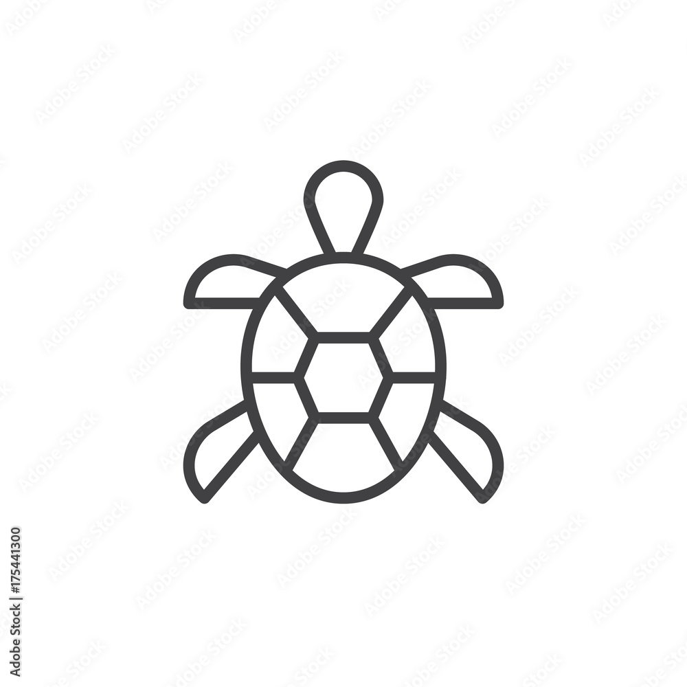 Turtle line icon, outline vector sign, linear style pictogram isolated on white. Symbol, logo illustration. Editable stroke Turtle line icon, outline vector sign, linear style pictogram isolated on white. Symbol, logo illustration. Editable stroke