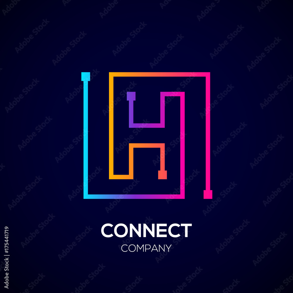 Letter H logo, Square shape, Colorful, Technology and digital abstract dot connection Letter H logo, Square shape, Colorful, Technology and digital abstract dot connection
