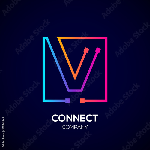 Letter V Logo Square Shape Colorful Technology And Digital Abstract Dot Connection Stock Vector Adobe Stock