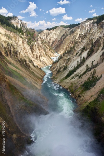 Deep canyon with river and falls