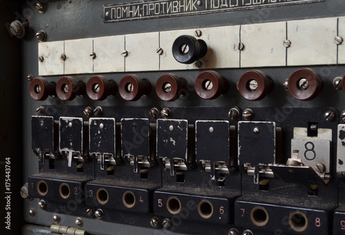 Soviet vintage military field telephone switchboard for 10 subscribers.Cold War time 