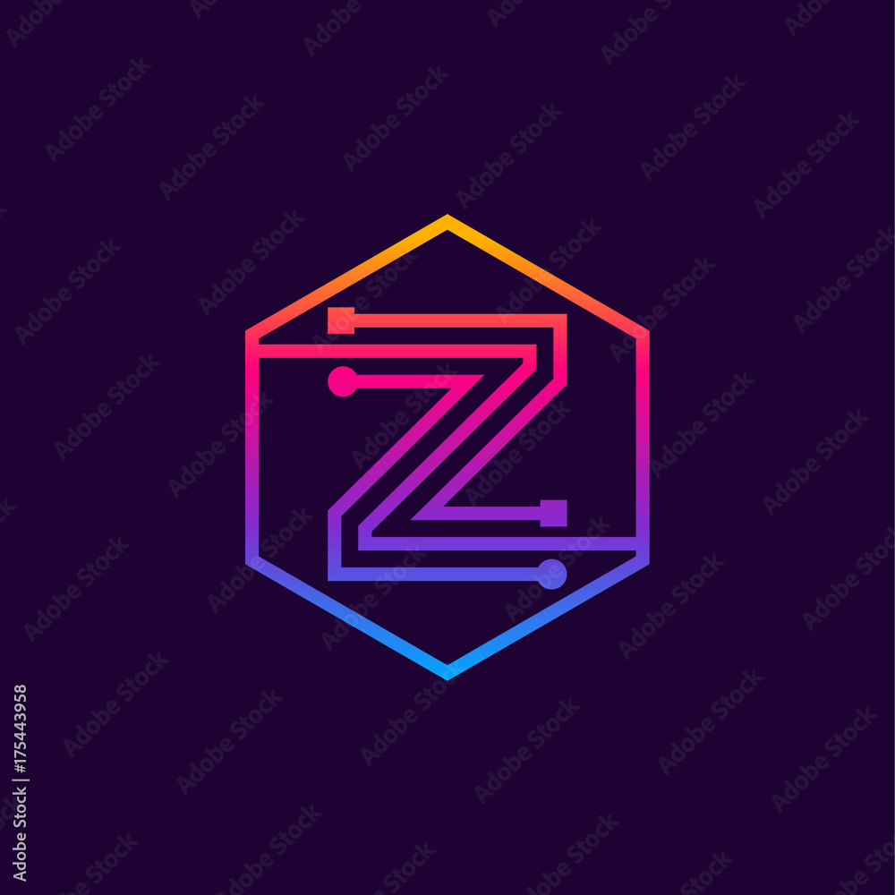 Letter Z colorful, Dots logo, linear hexagon shape, Digital and Technology logotype for your Corporate identity Letter Z colorful, Dots logo, linear hexagon shape, Digital and Technology logotype for your Corporate identity