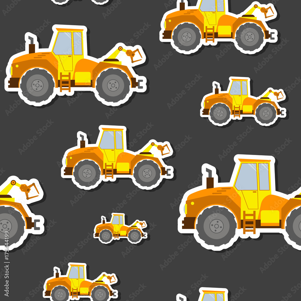Seamless pattern with farm tractor for your design