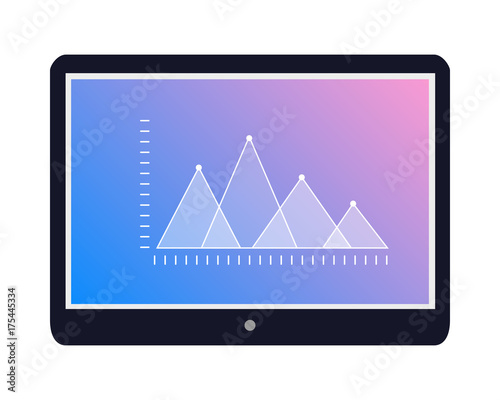 Tablet Icon with Graphic on Screen Flat Vector 