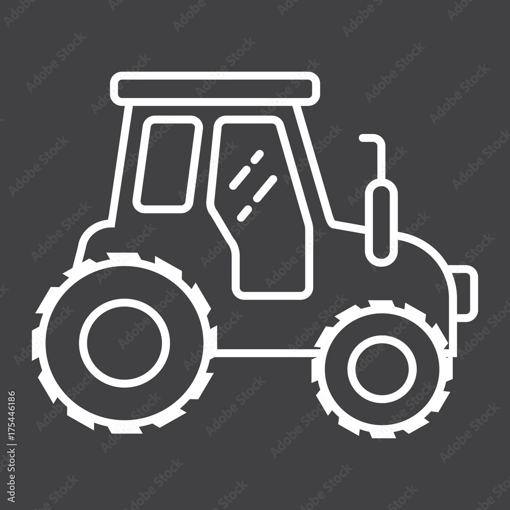 Tractor line icon, transport and vehicle Tractor line icon, transport and vehicle
