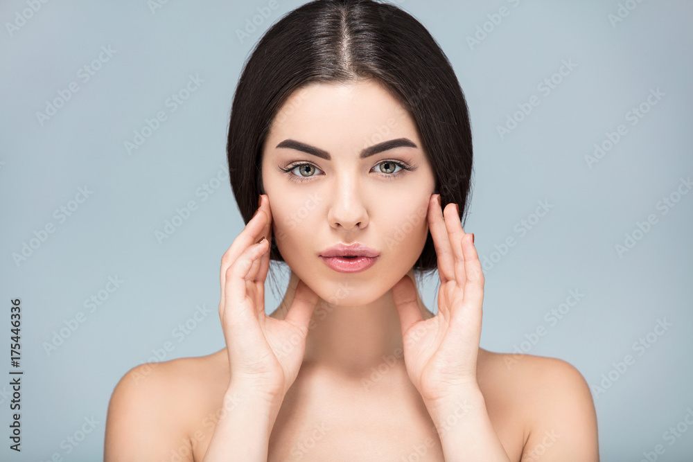 Young adult, Spa girl beautiful portrait, fresh healthy skin, skincare and cosmetology concept, rejuvenation and treatment Young adult, Spa girl beautiful portrait, fresh healthy skin, skincare and cosmetology concept, rejuvenation and treatment