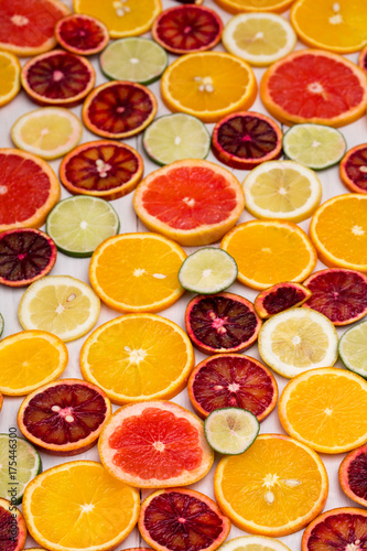 mixed citrus fruits, concept of healthy eating