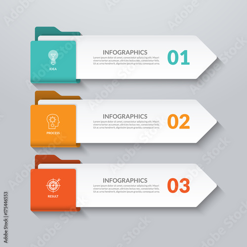 Infographic arrows. 3 options, steps, parts. Vector design elements for infographics. Can be used for workflow layout, diagram chart, graph, web design.