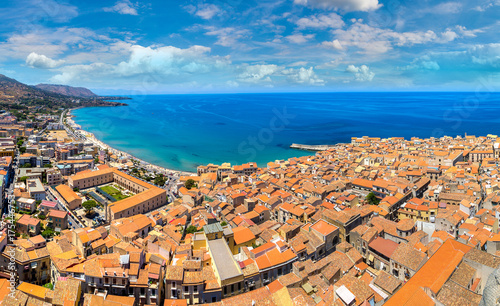 Aerial view of Cefalu in Sicily, Italy photo