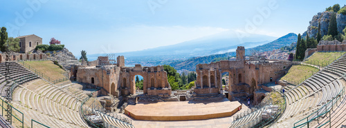 Ancient Greek theater in Taormina, Sicily photo