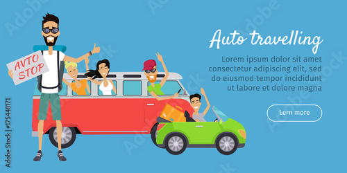Auto Travelling Conceptual Banner. Autostop