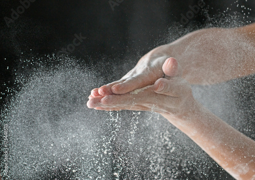 Hands in flour