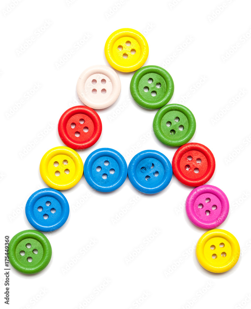 Sewing button alphabet: A Sewing button alphabet: A