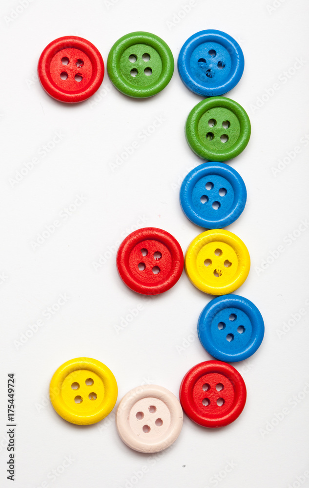 Sewing button alphabet: J Sewing button alphabet: J