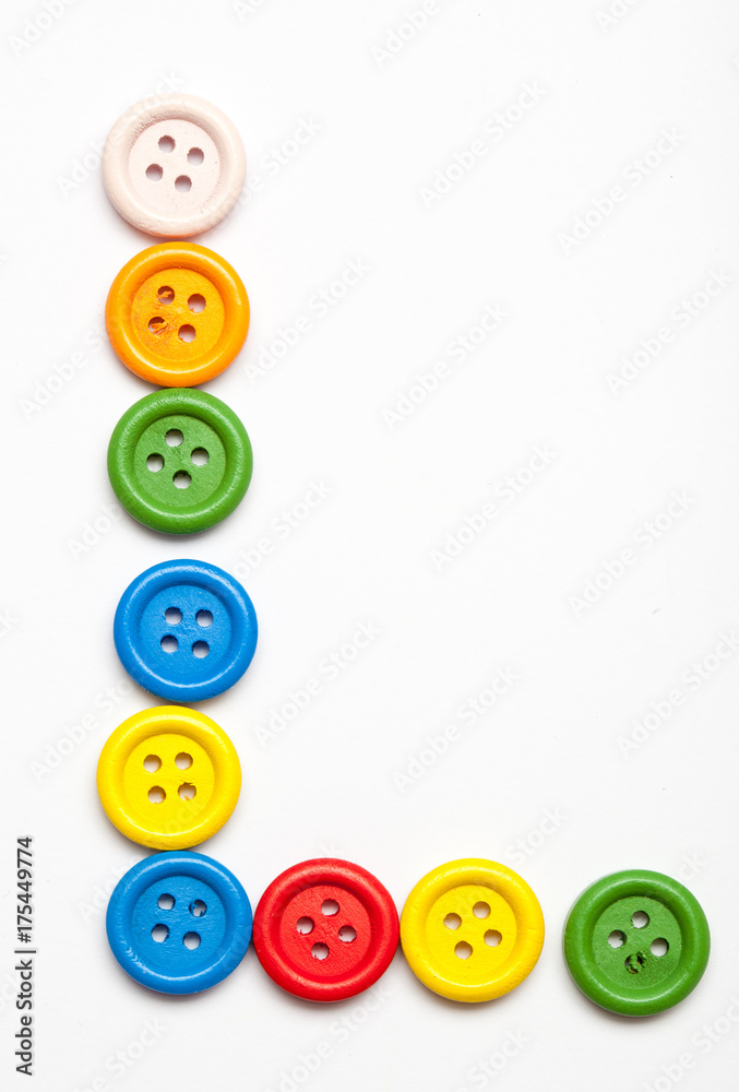 Sewing button alphabet: L Sewing button alphabet: L