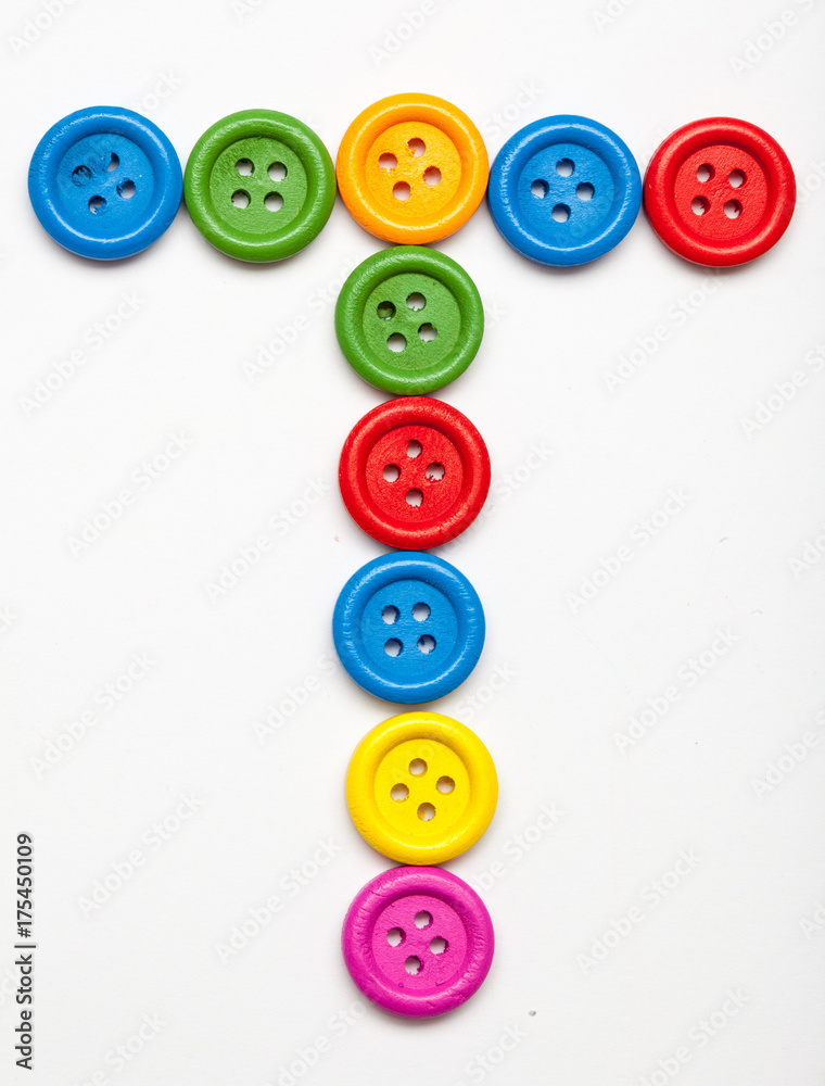 Sewing button alphabet: T Sewing button alphabet: T