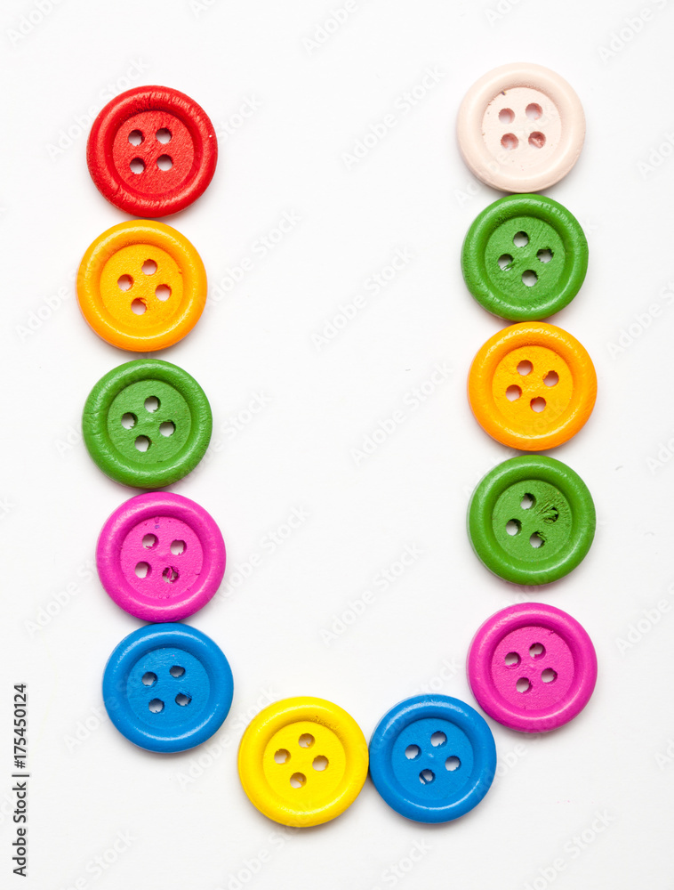 Fototapeta premium Sewing button alphabet: U