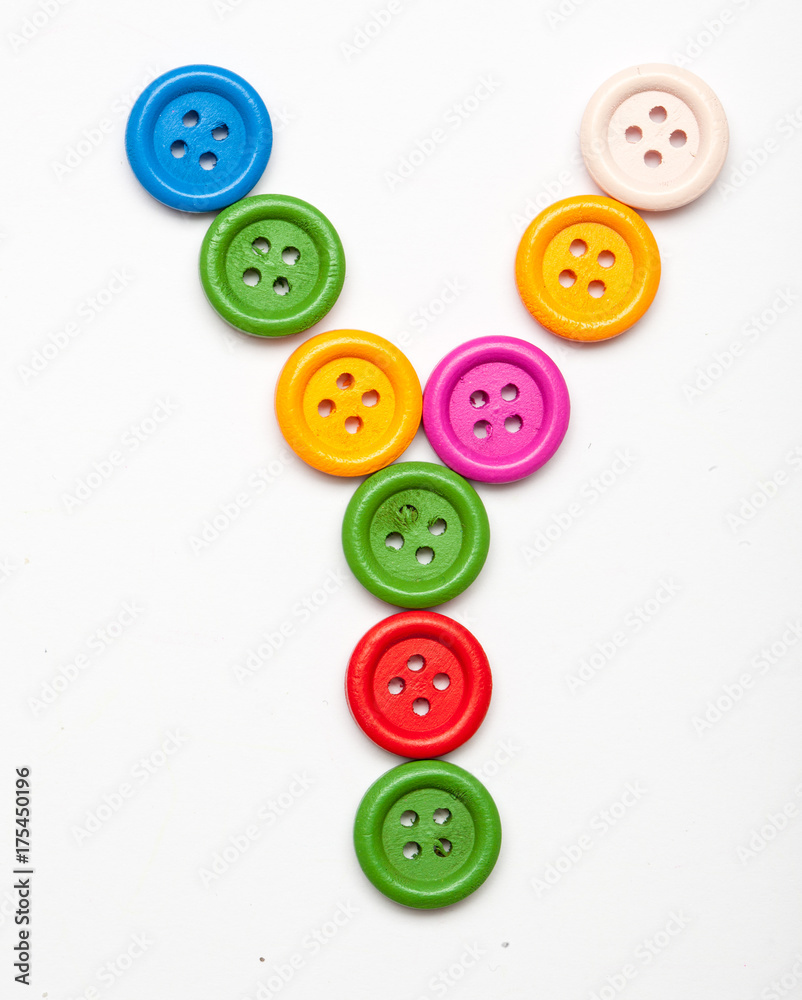 Sewing button alphabet: Y Sewing button alphabet: Y