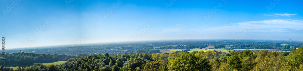 panorama view from a mountain with pinwheels