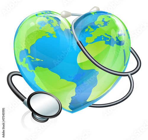 Stethoscope Heart Earth World Globe Health Concept