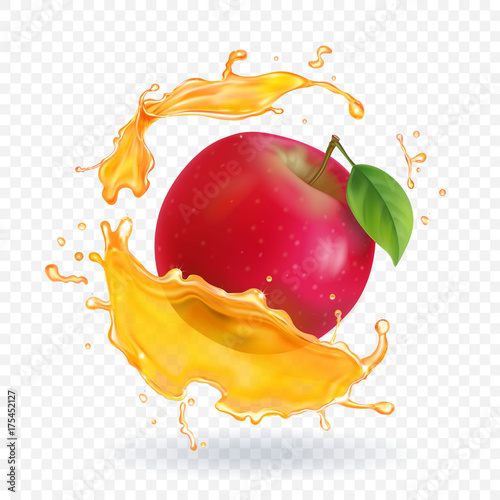 Apple fresh juice realistic illustration