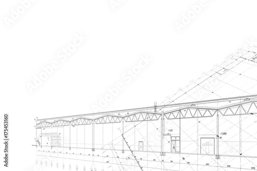 Background -architectural drawing of industrial building photo