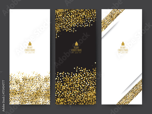 Set of Template Gold Glitter background for christmas, new year, vector illustration