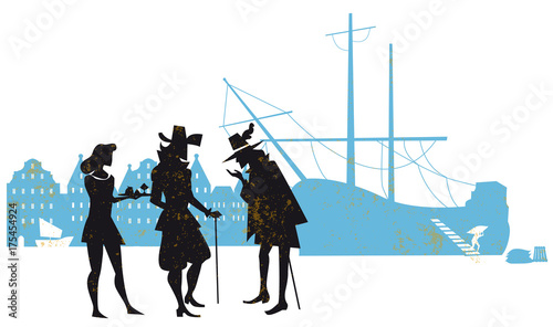 silhouette of spice merchants, East India Company