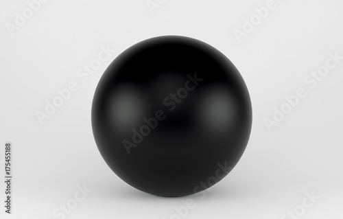 Black shpere pearl isolated on white background. 3d render