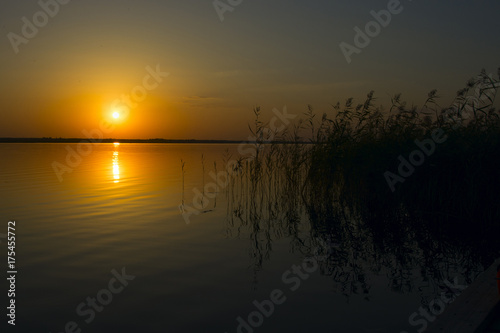 Golden sunset over water
