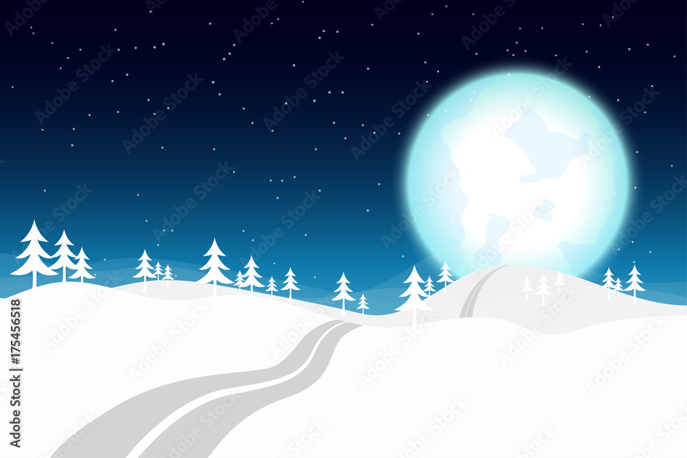 Blue Moon in Winter Night Blue Moon in Winter Night