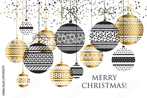 Xmas bauble ball decoration seamless pattern vector illustration.  new year d...