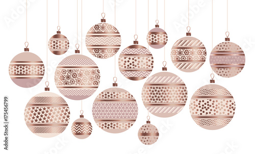 gold metal bauble ornament vector illustration. Xmas and new year fancy decor...