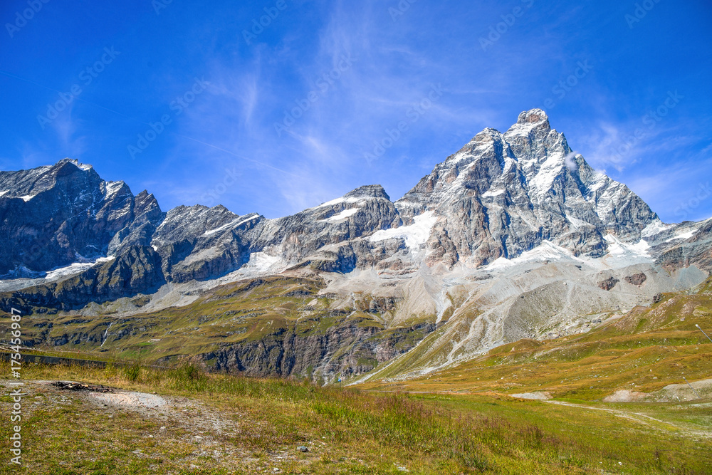 Cervino mount (Matterhorn) seen from Plan Maison, Breuil-Cervinia, Val D'Aosta, Italy.