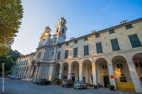 ACQUASANTA, ITALY, SEPTEMBER 28, 2017 - Sanctuary of Our lady of Acquasanta , Genoa (Genova) inland and province, Italy, photo