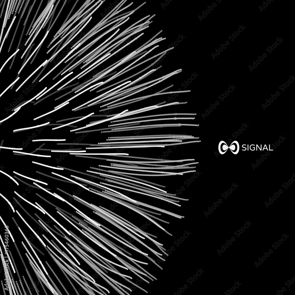 Obraz premium Array with dynamic particles. 3d futuristic technology style. Abstract background. Vector illustration.